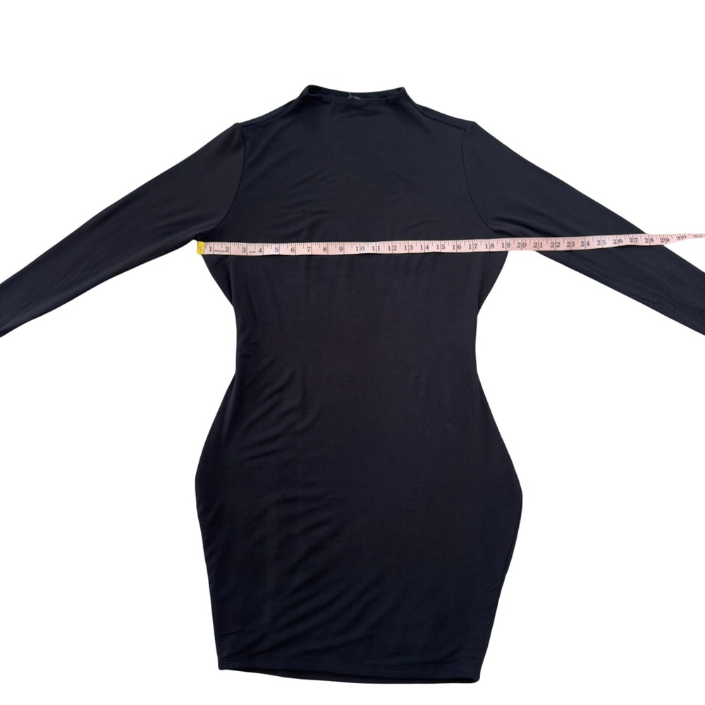 Naked Wardrobe 1X Black Mock Neck Long Sleeve Bodycon Mini Dress 1X NEW Dress - Picture 5 of 11